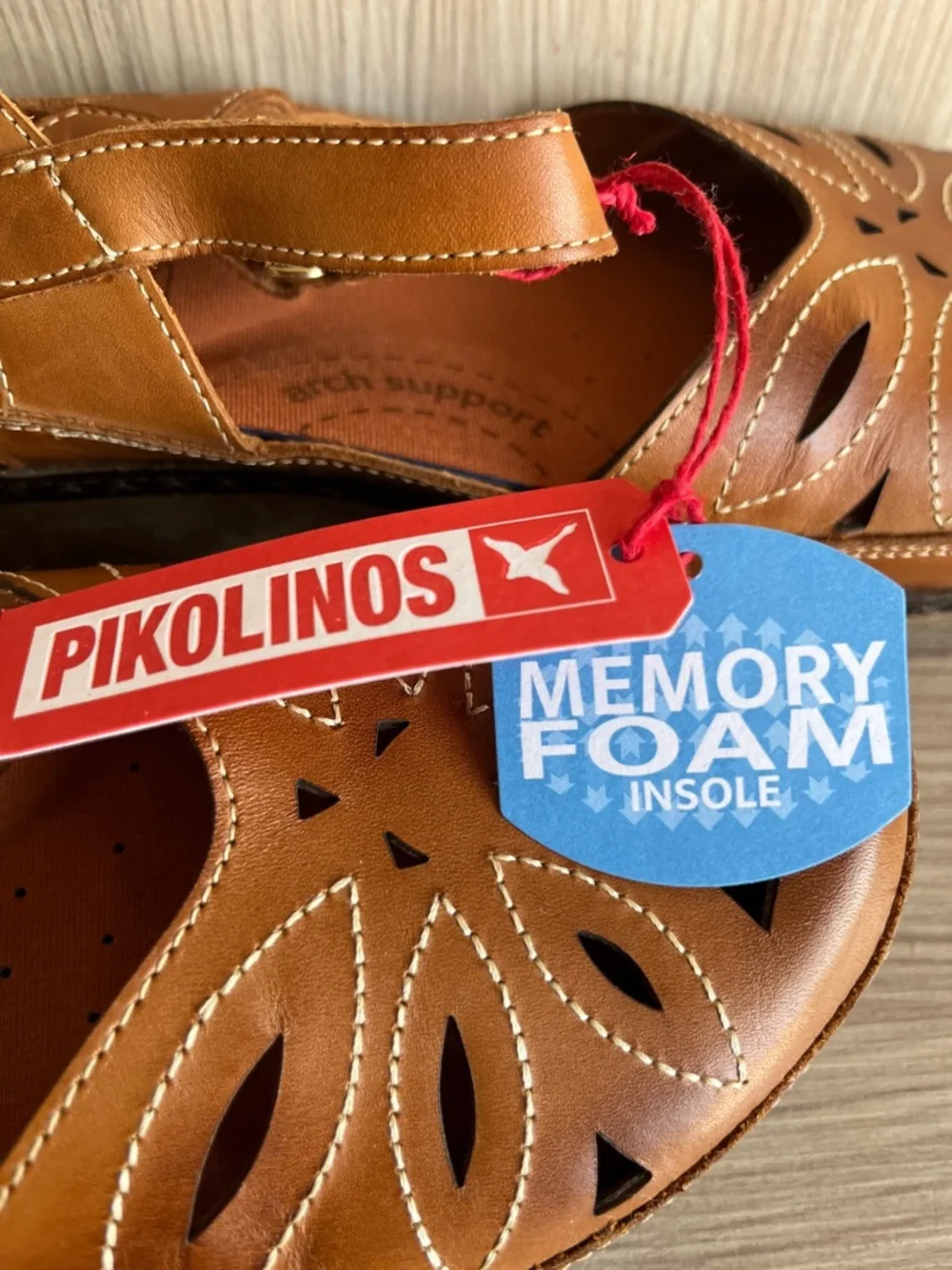 PIKOLINOS Tan Leather Floral Cutout Clogs - Picture 2 of 6